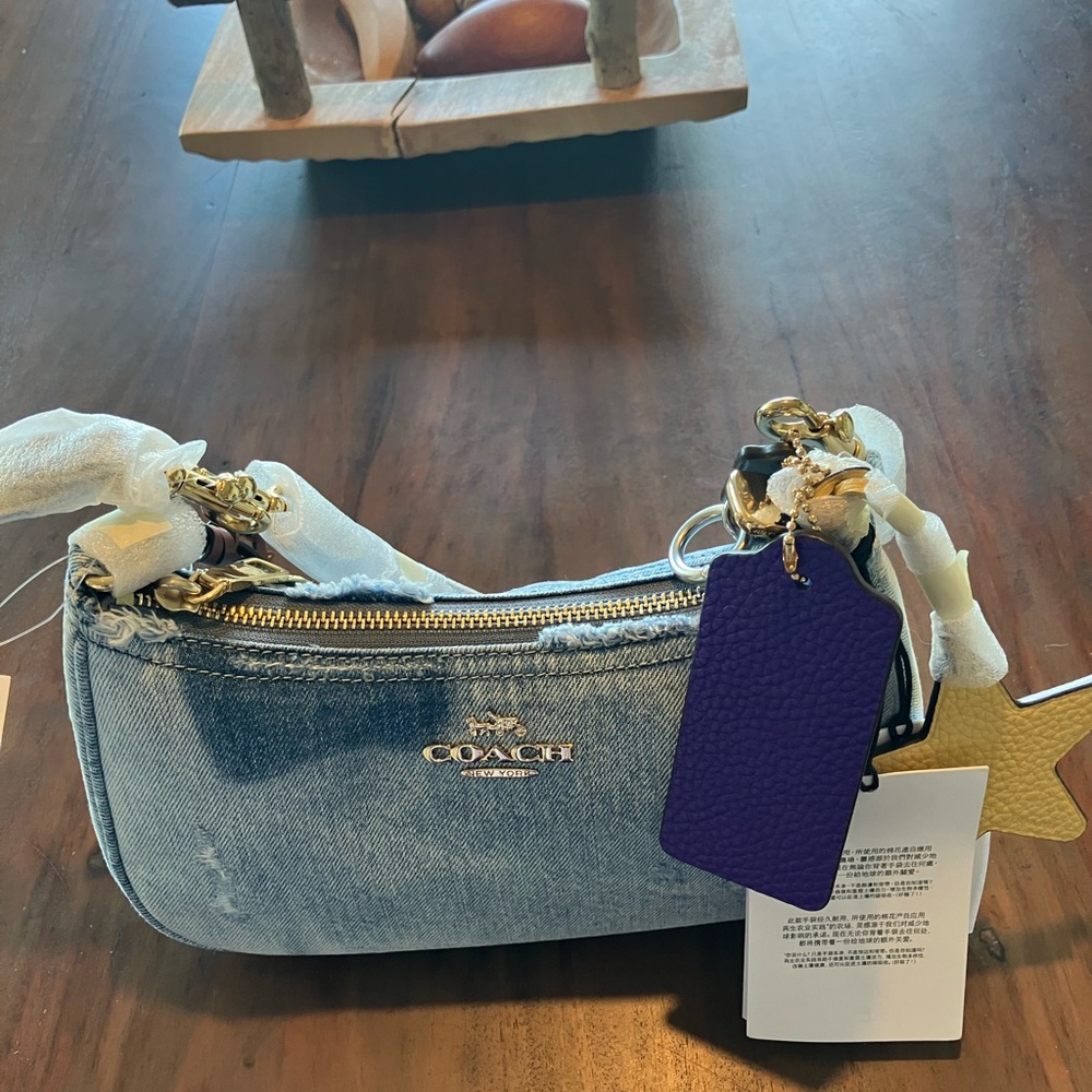 Coach TERI WITH CHARMS  Blue Denim Mini Shoulder Bag NWT - Picture 3 of 6